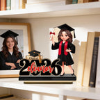 Class Of 2026 2027 Senior With Name 2D Flat - Personalized 2-Layered Wooden Plaque - Graduation Gift For Graduates, Daughter, Son