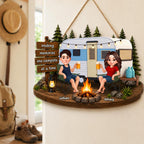Couple Camping Making Memories - Personalized Wood Sign - Gift For Couple, Campers, Outdoor Campsite Decor