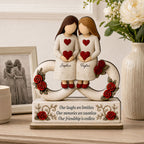 Roses Besties Infinity Our Friendship Is Endless - Personalized 2-Layered Wooden Plaque - Birthday Gift, Gift For Best Friends
