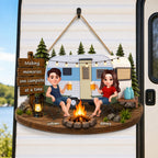 Couple Camping Making Memories - Personalized Wood Sign - Gift For Couple, Campers, Outdoor Campsite Decor