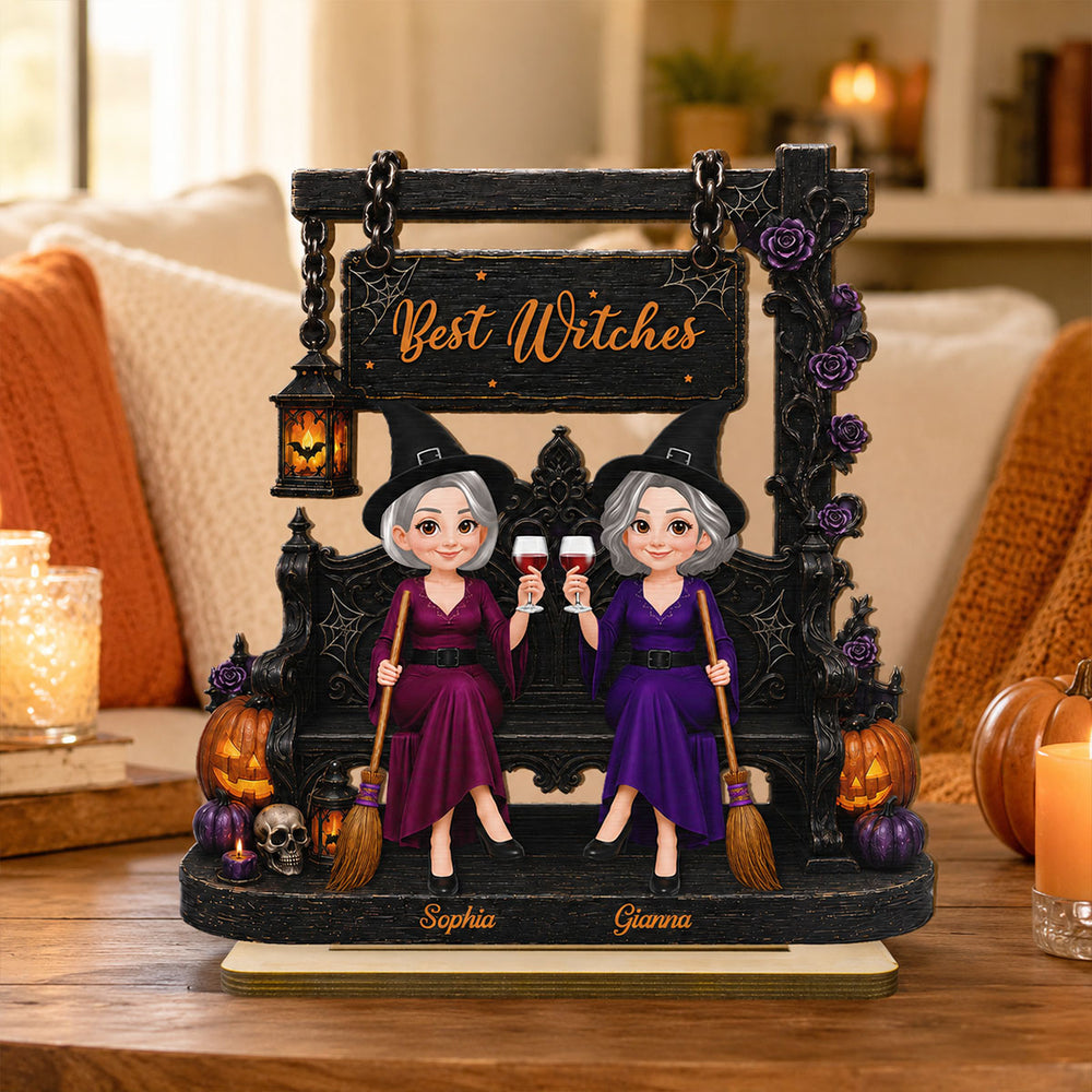 Best Witches Forever 2D Flat - Personalized Wooden Plaque - Halloween Gift For Best Friends