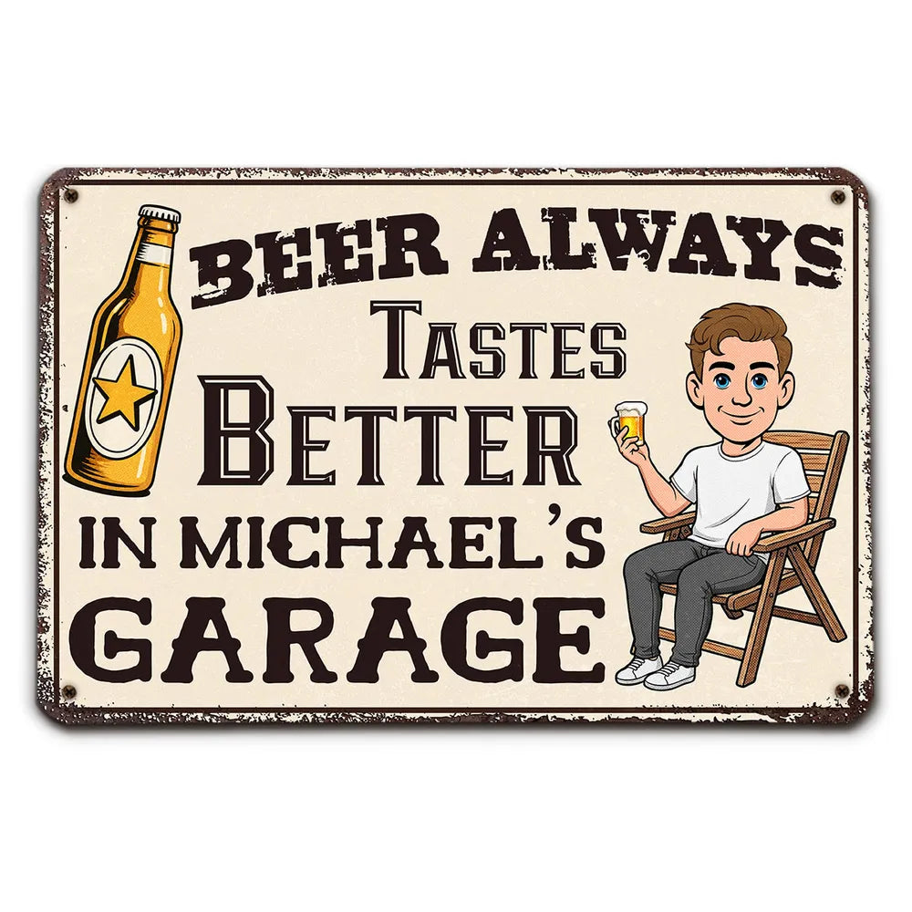 Beer First Work Later - Personalized Metal Sign