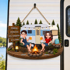 Couple Camping Making Memories - Personalized Wood Sign - Gift For Couple, Campers, Outdoor Campsite Decor