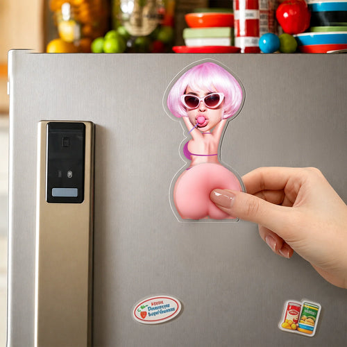 Custom Face Funny Naughty Gift For Husband, Boyfriend, Him - Personalized Fridge Magnet