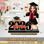 Class Of 2026 2027 Senior With Name 2D Flat - Personalized 2-Layered Wooden Plaque - Graduation Gift For Graduates, Daughter, Son