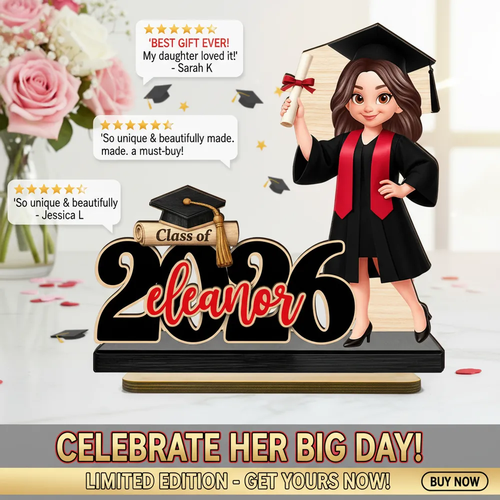 Class Of 2026 2027 Senior With Name 2D Flat - Personalized 2-Layered Wooden Plaque - Graduation Gift For Graduates, Daughter, Son