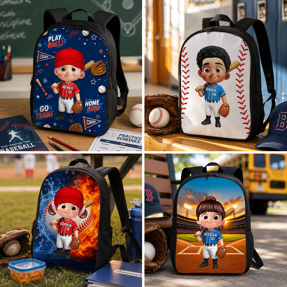 Baseball Design for Boys Girls - Personalized Backpack - Back to School Backpack for Kids