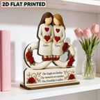 Roses Besties Infinity Our Friendship Is Endless - Personalized 2-Layered Wooden Plaque - Birthday Gift, Gift For Best Friends
