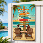Couple Tropical Beach - Personalized Metal Sign - Gift For Couple, Summer Decorations