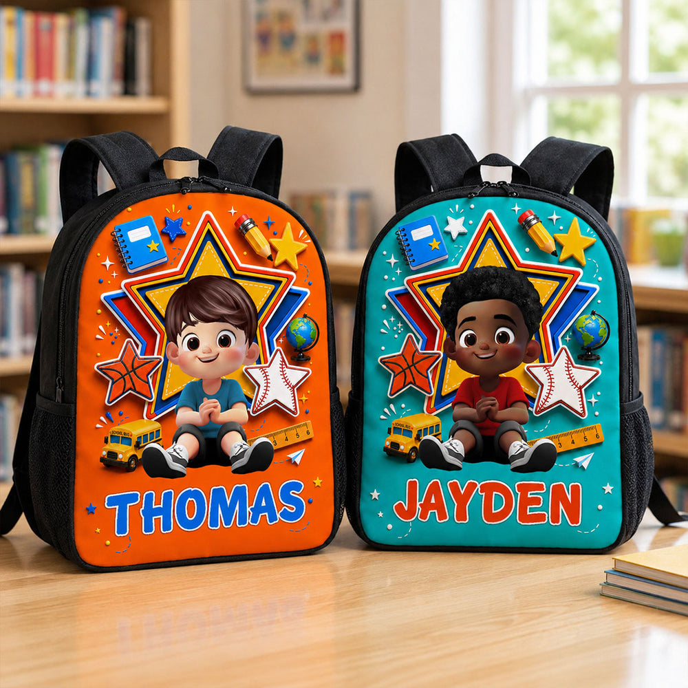 Cute Little Boy Custom Grade - Personalized Backpack - Back To School Gift For Kids, Sons, Grandson