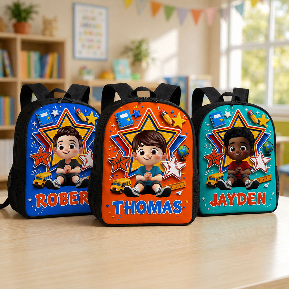 Cute Little Boy Custom Grade - Personalized Backpack - Back To School Gift For Kids, Sons, Grandson