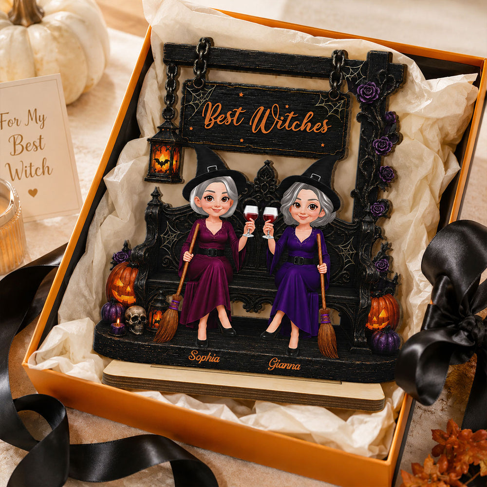 Best Witches Forever 2D Flat - Personalized Wooden Plaque - Halloween Gift For Best Friends