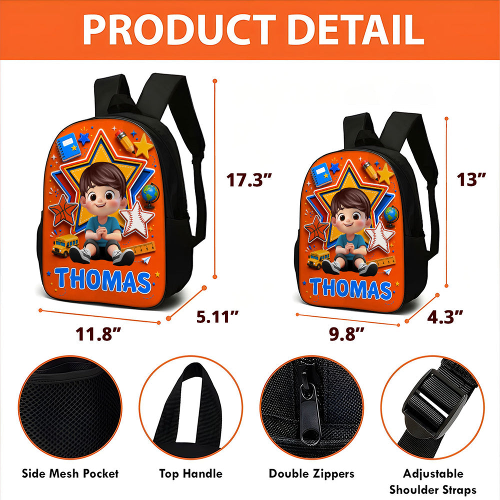 Cute Little Boy Custom Grade - Personalized Backpack - Back To School Gift For Kids, Sons, Grandson