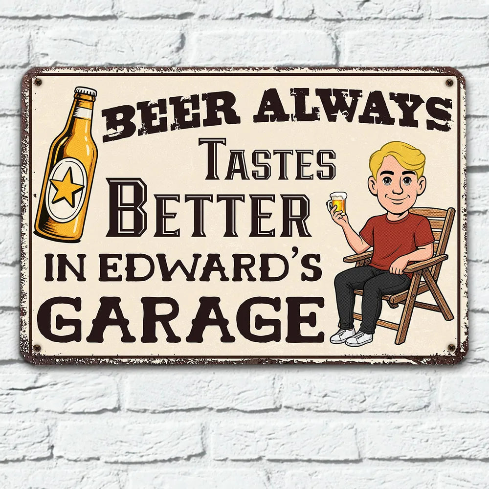 Beer First Work Later - Personalized Metal Sign