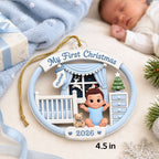 On-trend Pink Blue Baby's 1st Christmas 2026 - Personalized Acrylic Ornament - Unique Christmas Gift For New Parent, Newborn Keepsake