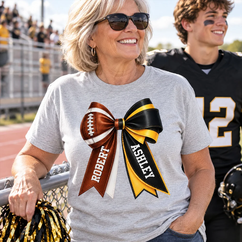 Custom Football & Cheer Name - Personalized Shirt - Game Day Shirt, Football Girlfriend Shirt, Cheer Mom Shirt