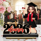 Class Of 2026 2027 Senior With Name 2D Flat - Personalized 2-Layered Wooden Plaque - Graduation Gift For Graduates, Daughter, Son