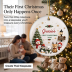 Cute Winter Friends Baby’s First Christmas - Personalized Ceramic 2026 Ornament – Christmas Keepsake