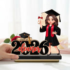 Class Of 2026 2027 Senior With Name 2D Flat - Personalized 2-Layered Wooden Plaque - Graduation Gift For Graduates, Daughter, Son