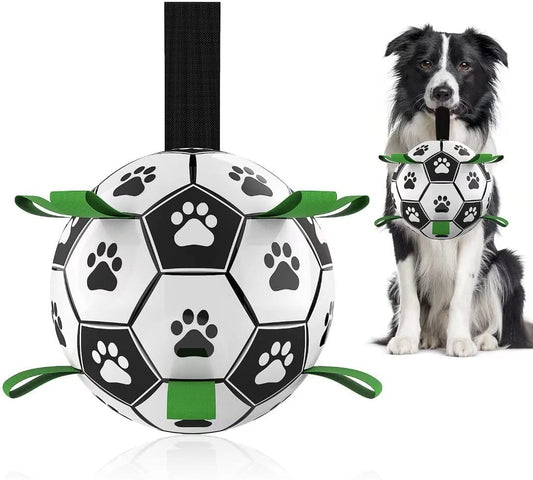 Soccer Ball with Grab Tabs, Interactive Dog Toys for Tug of War Dog toys