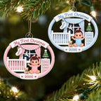 On-trend Pink Blue Baby's 1st Christmas 2026 - Personalized Acrylic Ornament - Unique Christmas Gift For New Parent, Newborn Keepsake