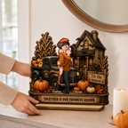 Fall in Love with You Couple Fall Season - Personalized 2-Layered Wooden Plaque - Haunted House Halloween Decor