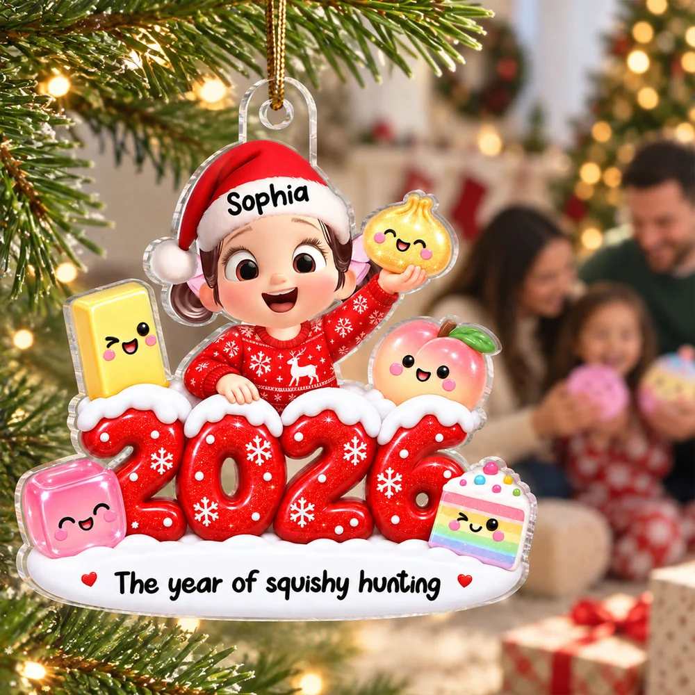Cute Kid Boy Girl Squishy Hunting 2D Flat - Personalized Acrylic Ornament - Squishy Lover Christmas Keepsake 2026