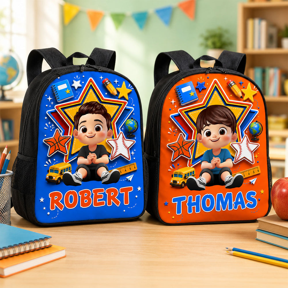 Cute Little Boy Custom Grade - Personalized Backpack - Back To School Gift For Kids, Sons, Grandson