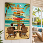 Couple Tropical Beach - Personalized Metal Sign - Gift For Couple, Summer Decorations