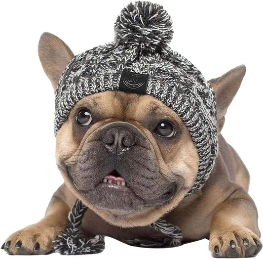 Warm Pet Dog Knitted Hat, Windproof Knitting French Bulldog Hat