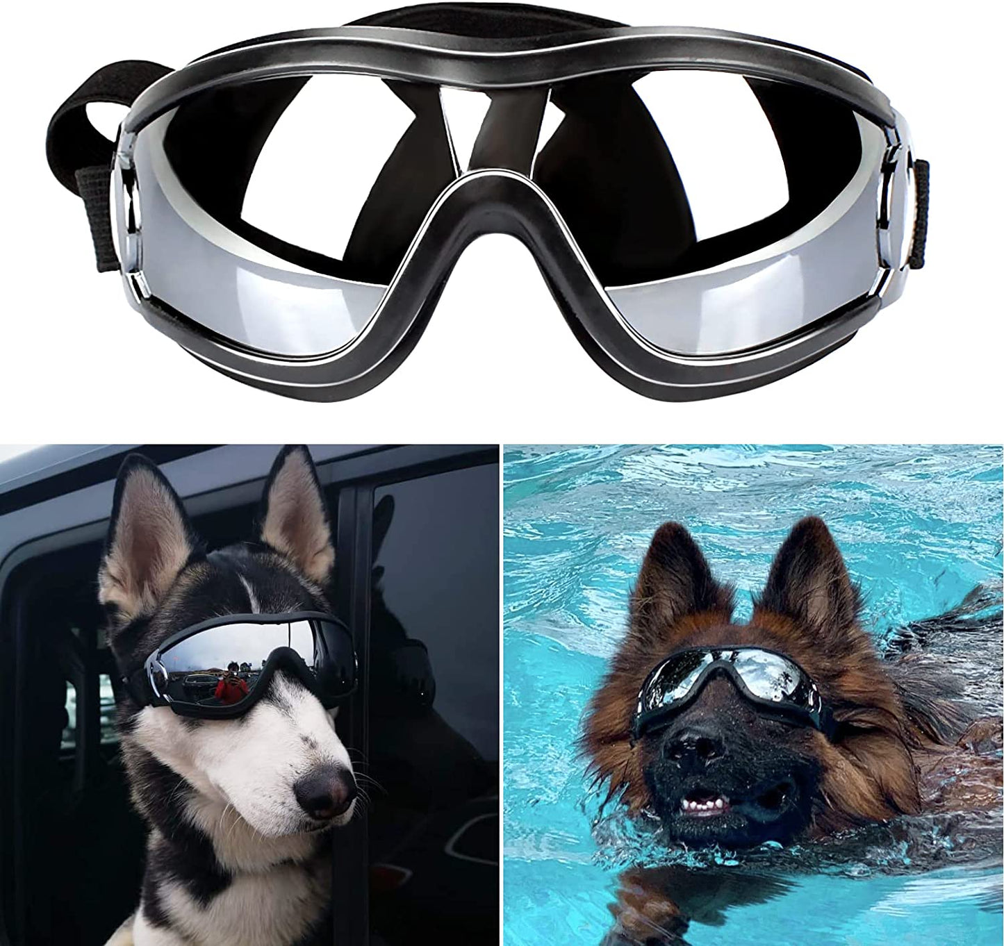 Dog Goggles Adjustable Strap for Travel Skiing and Anti-Fog