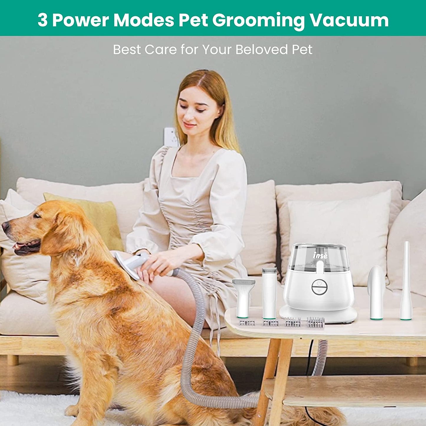 Low Noise Dog Grooming Clippers, Professional Pet Grooming Vacuum with Powerful Suction