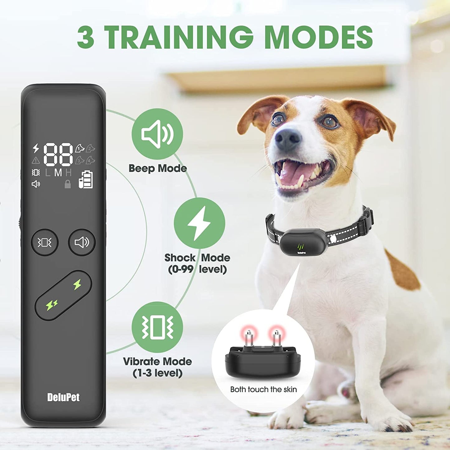 Electric Dog Training Collar with Remote 1600FT, Rechargeable E-Collar Waterproof Collars with 3 Training Modes