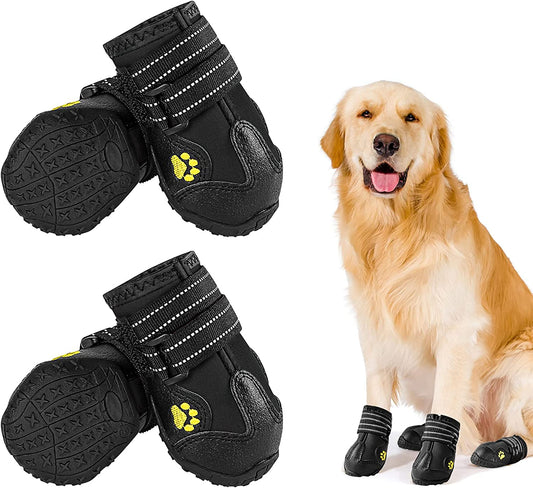 Waterproof Boots for Dogs, Dog Booties with Anti-Slip Sole Reflective Straps