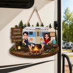 Couple Camping Making Memories - Personalized Wood Sign - Gift For Couple, Campers, Outdoor Campsite Decor
