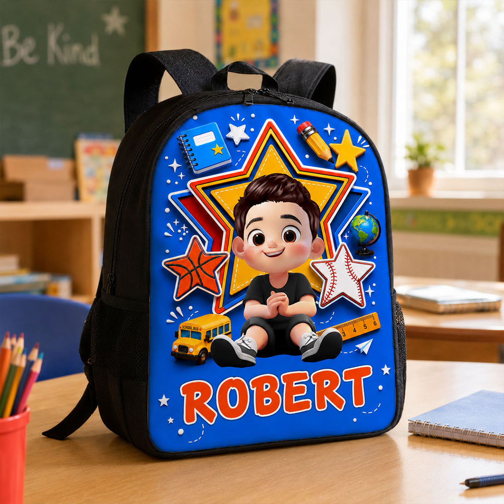 Cute Little Boy Custom Grade - Personalized Backpack - Back To School Gift For Kids, Sons, Grandson
