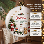 Cute Winter Friends Baby’s First Christmas - Personalized Ceramic 2026 Ornament – Christmas Keepsake