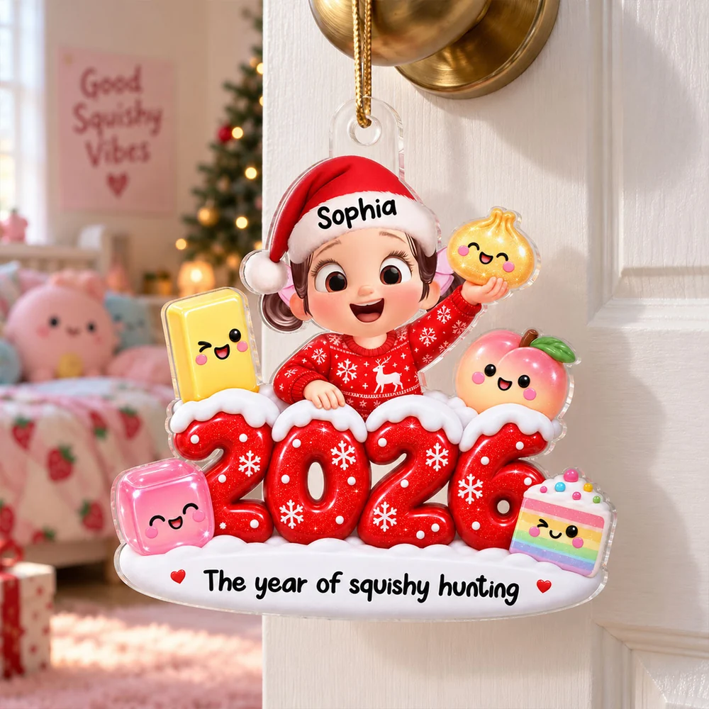 Cute Kid Boy Girl Squishy Hunting 2D Flat - Personalized Acrylic Ornament - Squishy Lover Christmas Keepsake 2026