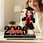 Class Of 2026 2027 Senior With Name 2D Flat - Personalized 2-Layered Wooden Plaque - Graduation Gift For Graduates, Daughter, Son