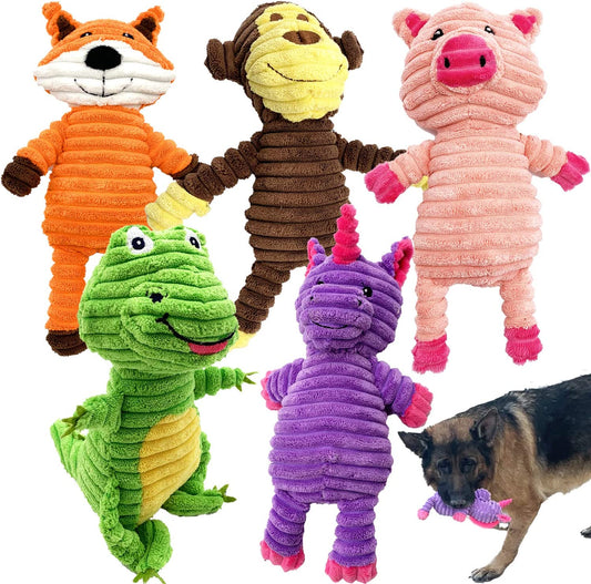 5 Pack Dog Toys Dog Plush Toys Assortment Value Bundle Dog Squeaky Toys