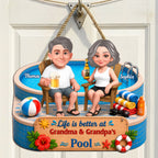 Life Is Better At Grandma Grandpa Pool 2D Flat - Personalized Wood Sign