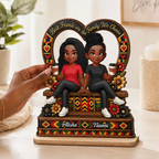 Tribal Pattern Besties Heart - Personalized 2-Layered Wooden Plaque - Birthday Gift, Gift For Best Friends