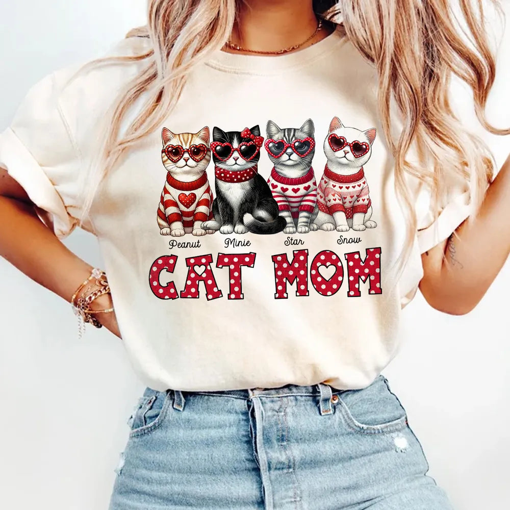 Cat Mom Pattern Personalized Shirt, Gift for Cat Moms