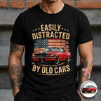 Custom Photo Easily Distracted by Old Cars Classic Car Guy Funny Vintage Shirt