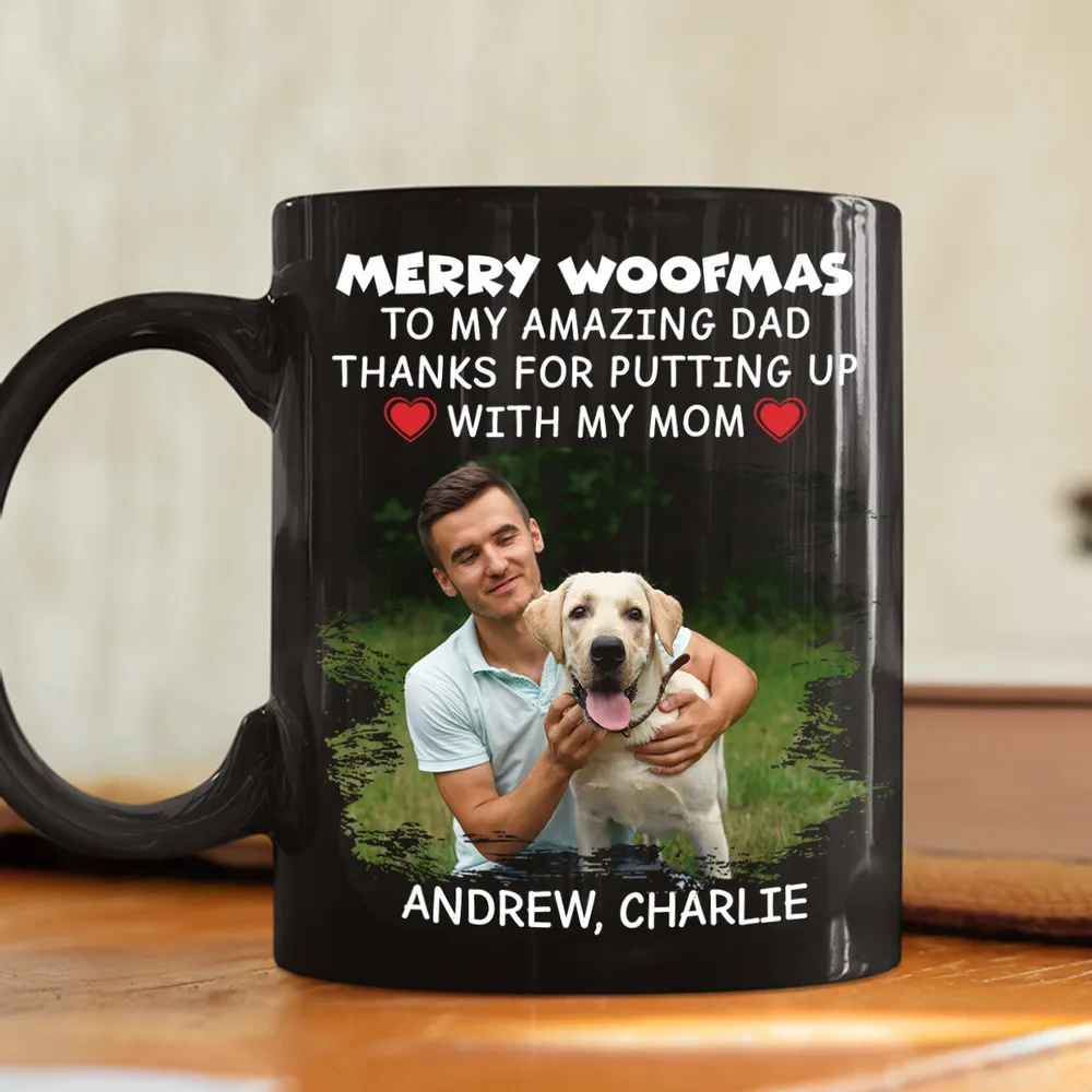 Merry Woofmas Dog Dad Photo - Personalized Custom Coffee Mug