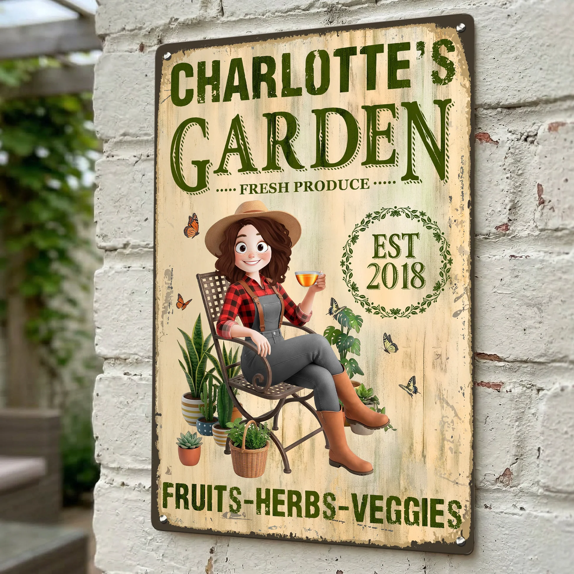 Garden Herbs And Veggie Best Decor Sign - Personalized Metal Sign