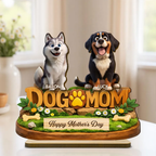 Happy Mother's Day Dog Mom - Personalized 2-Layered Wooden Plaque - Gift for Dog Lovers