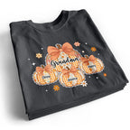 Lace Pattern Grandma Custom Pumpkins With Kids Names - Personalized Shirt - Gift For Grandmas, Fall Vibe Cozy Shirt