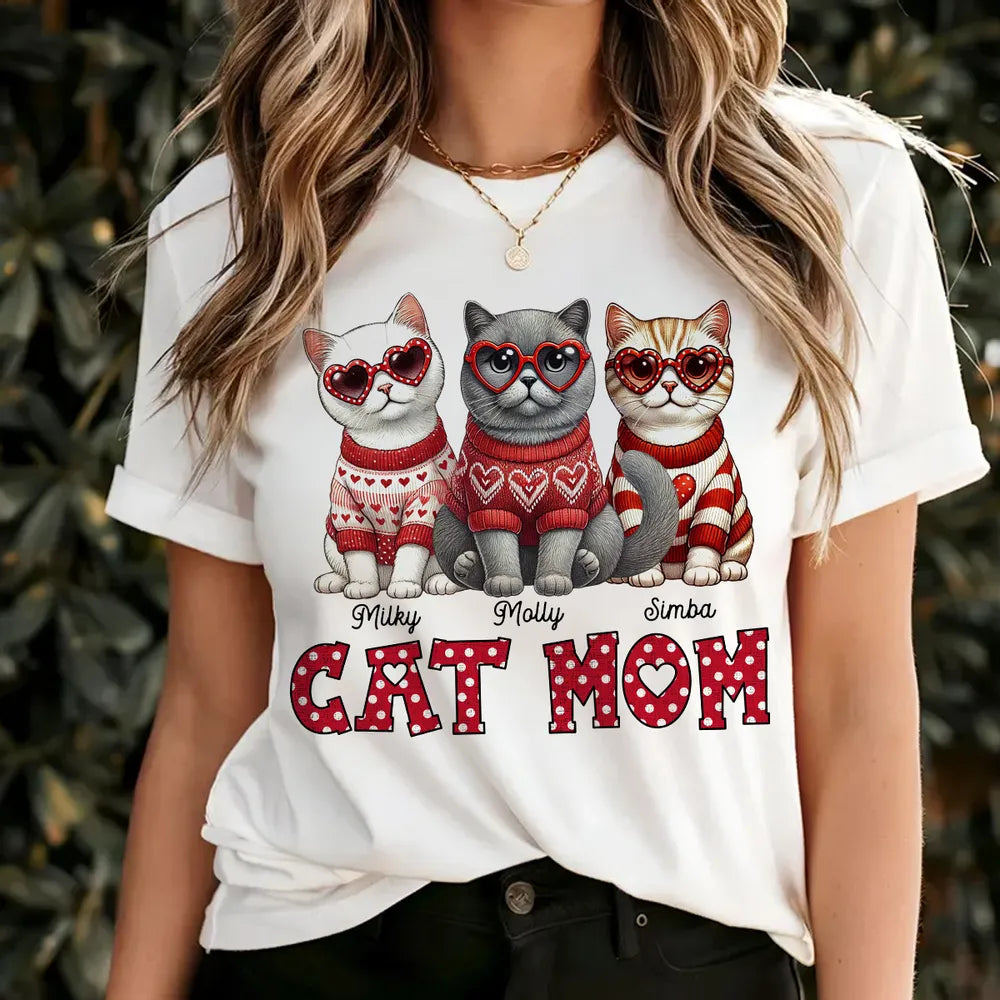 Cat Mom Pattern Personalized Shirt, Gift for Cat Moms