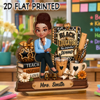 Black Educator by Popular Demand - Personalized 2-Layered Wooden Plaque - Back to School Gift for Teacher